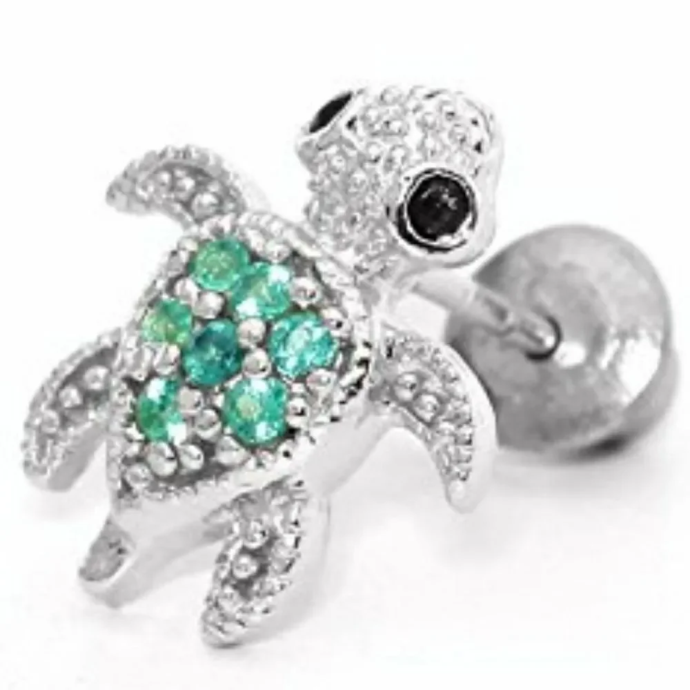 14k gold plated Green Turtle CZ Earrings